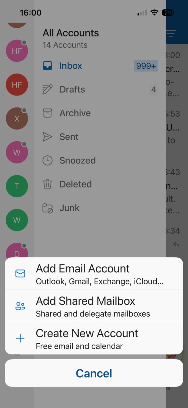 Choose Shared Mailbox Option